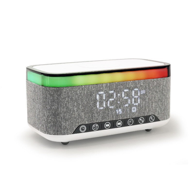 Wireless Charging Bluetooth Speaker with Clock and Night Light